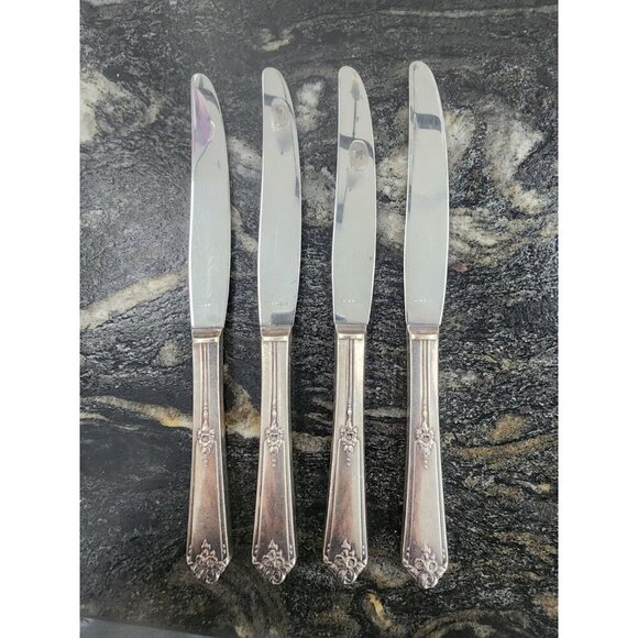 Oneida Community Tudor Plate Sweet Briar silverplate Dinner Knife 9" Lot of 4 - Picture 1 of 2